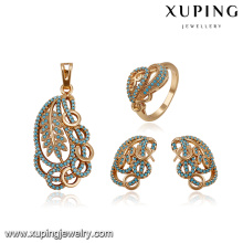 64185 xuping 18k oro cobre moda pendiente de gota de cobre pendiente conjunto de joyas
